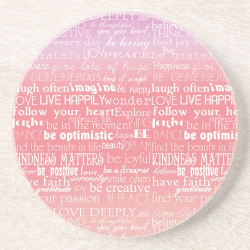 Inspirational Quotes Peach Pink Ombre Coaster