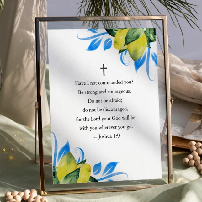 Inspirational Quotes Poster (Inspirational quote bible verse watercolor lemon art by Victoria Grigaliunas of Do Tell A Belle)