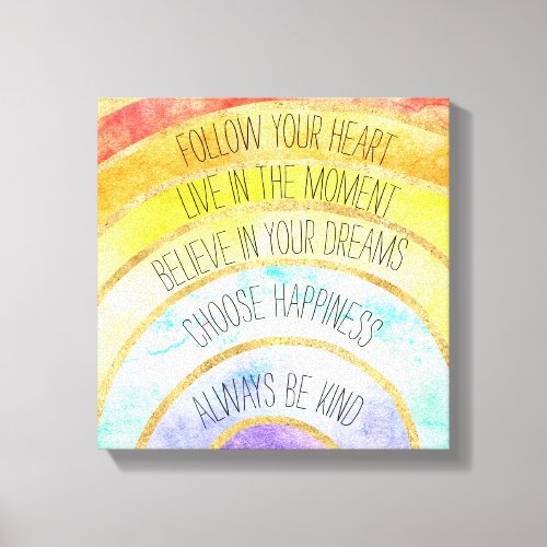 Inspirational Quotes Rainbow Canvas Print