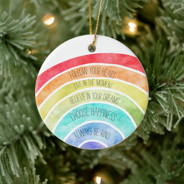 Inspirational Quotes Rainbow customized  Ceramic Ornament (Tree)