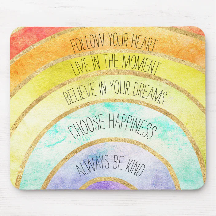 A Cup Of Ambition Rainbow Quote Mouse Mat Pad 