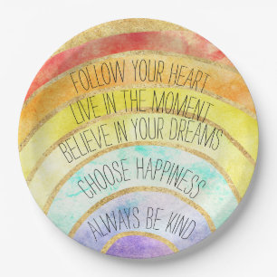 Inspirational Quotes Rainbow Paper Plates