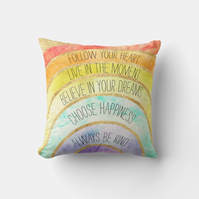 Inspirational Quotes Rainbow Throw Pillow (Front)