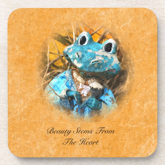 Inspirational Quotes You Are Beautiful Frog Prince Drink Coaster (Front)