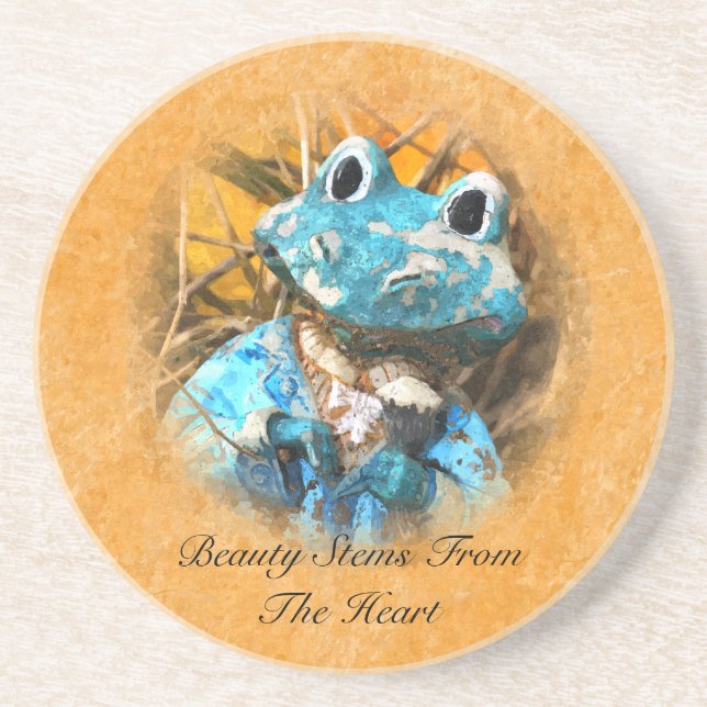 Inspirational Quotes You Are Beautiful Frog Prince Sandstone Coaster (Front)