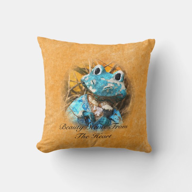 Inspirational Quotes You Are Beautiful Frog Prince Throw Pillow (Front)