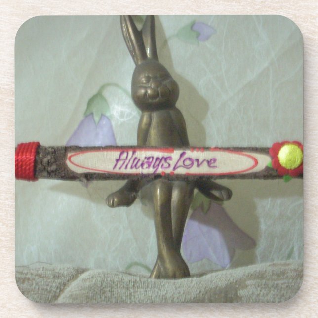 Inspirational Rabbit: Always Love Sign Art Print  Beverage Coaster (Front)
