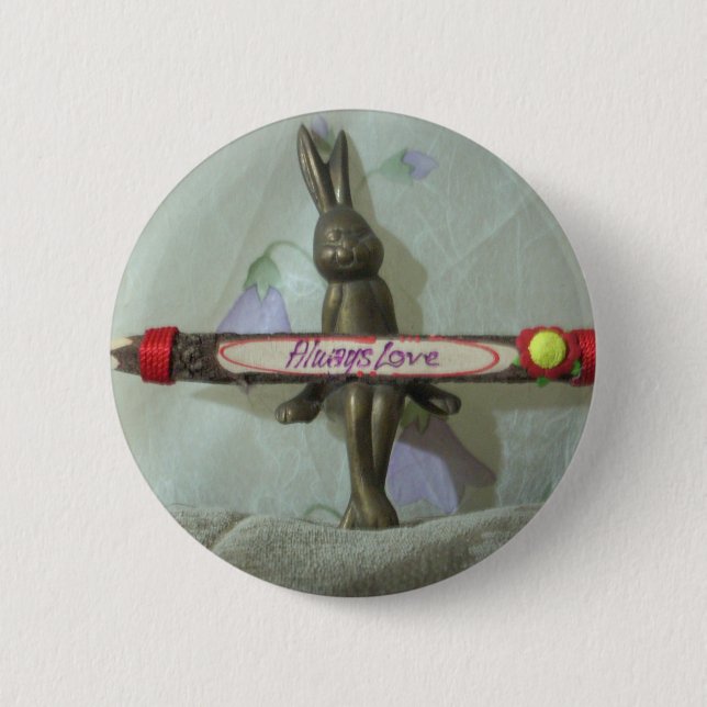 Inspirational Rabbit: Always Love Sign Art Print  Button (Front)