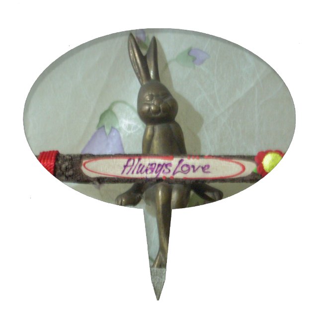 Inspirational Rabbit: Always Love Sign Art Print  Cake Topper (Front)