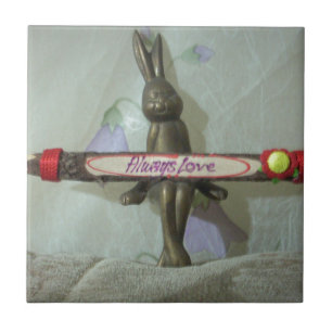 Inspirational Rabbit: Always Love Sign Art Print Ceramic Tile