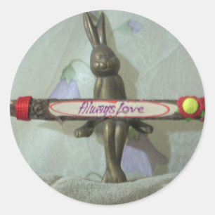 Inspirational Rabbit: Always Love Sign Art Print Classic Round Sticker