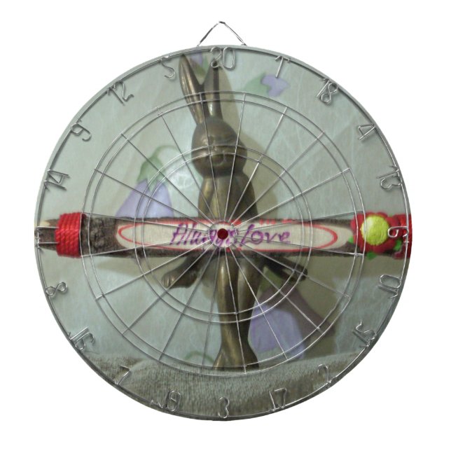 Inspirational Rabbit: Always Love Sign Art Print  Dartboard With Darts (Front)