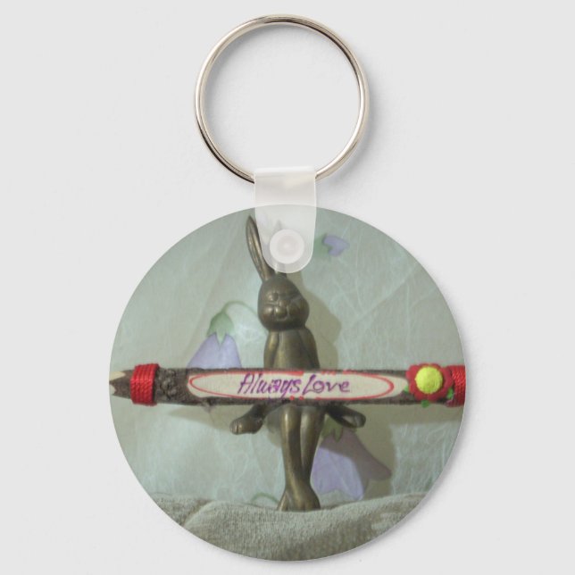Inspirational Rabbit: Always Love Sign Art Print  Keychain (Front)