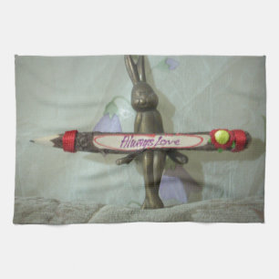 Inspirational Rabbit: Always Love Sign Art Print Kitchen Towel