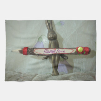 Inspirational Rabbit: Always Love Sign Art Print Kitchen Towel