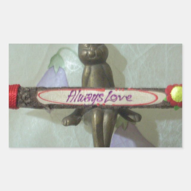 Inspirational Rabbit: Always Love Sign Art Print  Rectangular Sticker (Front)