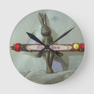 Inspirational Rabbit: Always Love Sign Art Print Round Clock