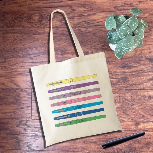 Inspirational Rainbow Pens Teacher Tote Bag
