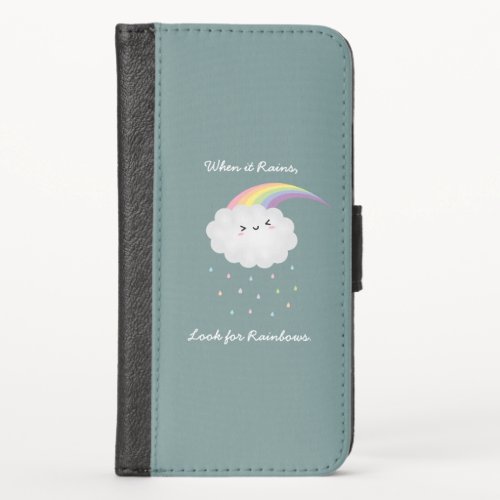 Inspirational Rainbow Quote Encouraging Saying iPhone X Wallet Case