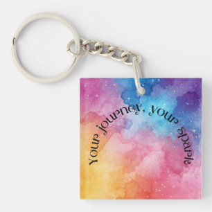Inspirational Rainbow Sparkle Quote   Your Journey Keychain