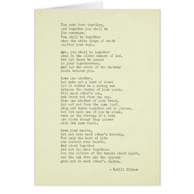 Inspirational Real Typewriter Quote Kahlil Gibran Cards (Front)