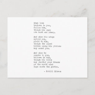 Inspirational Real Typewriter Quote -Kahlil Gibran Postcard