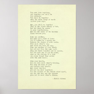 Inspirational Real Typewriter Quote Kahlil Gibran Poster