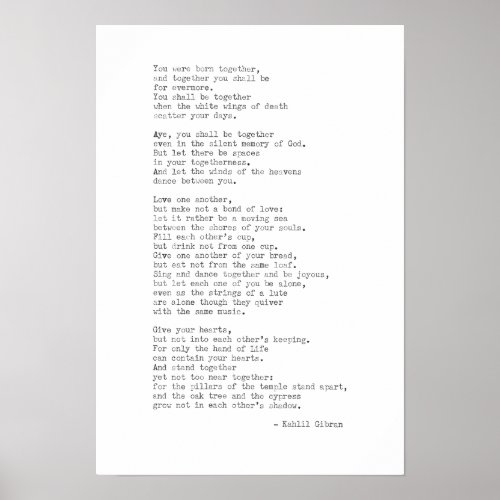 Inspirational Real Typewriter Quote Kahlil Gibran Poster