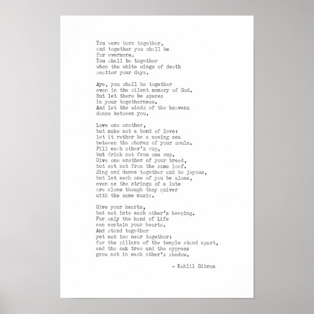 Inspirational Real Typewriter Quote Kahlil Gibran Poster (Front)