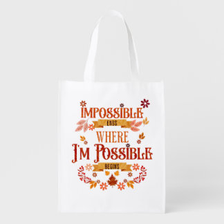 Inspirational Red  Vintage Watercolor Floral Grocery Bag