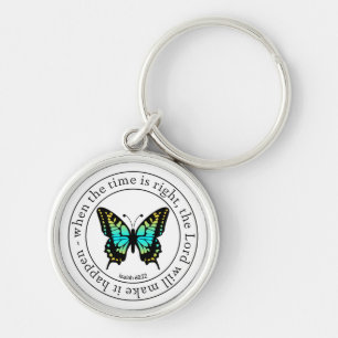 Inspirational Religious butterfly word art  Keychain