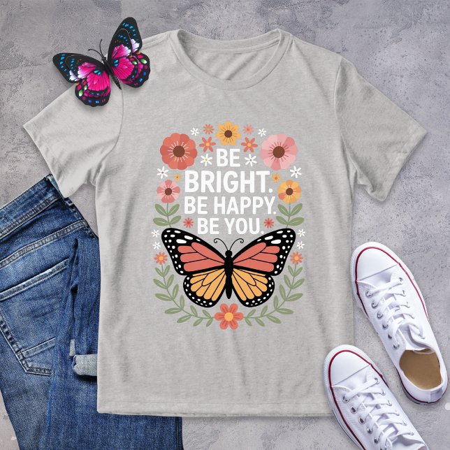 Inspirational Retro Floral Butterfly Tee (Creator Uploaded)