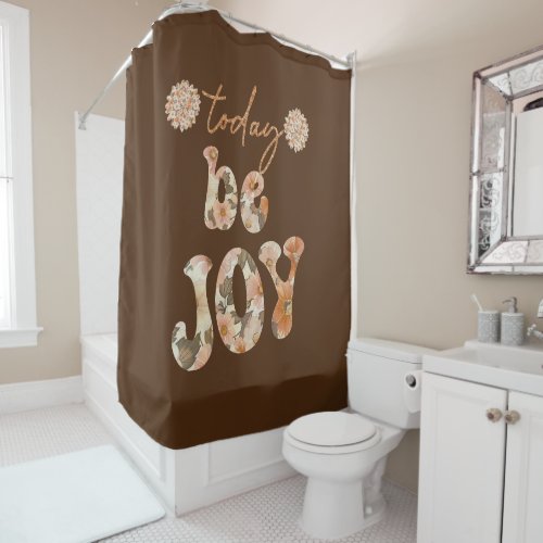 Inspirational Retro Inspired Joy Affirmation Shower Curtain