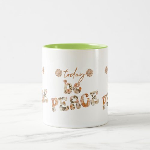Inspirational Retro Inspired Peace Affirmation Two_Tone Coffee Mug