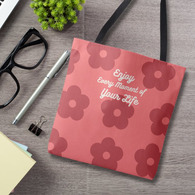 Inspirational Retro Red Floral  Tote Bag (Creator Uploaded)