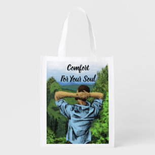 Inspirational reusable double sided poem grocery bag