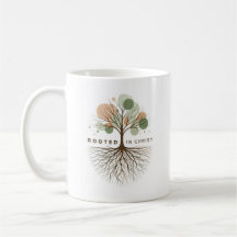 Inspirational "Rooted in Christ" Mug