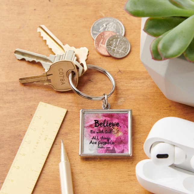 Inspirational Rose Keychain with Scripture (Desk)