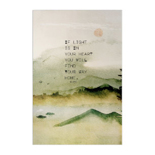 Inspirational Rumi Quote On A Watercolor Landscape Acrylic Print