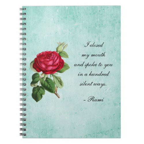 Inspirational Rumi Quote on Green Faux Parchment Notebook