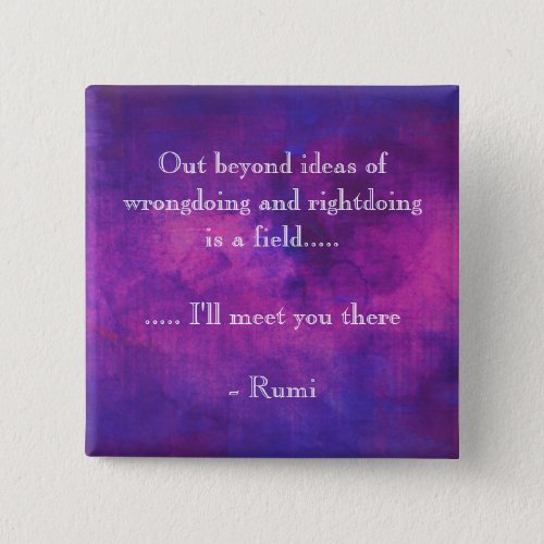 Inspirational Rumi Quote on Purple Abstract Pinback Button