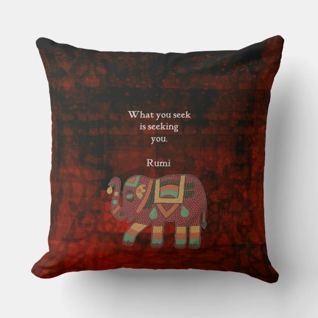 Inspirational Rumi What You Seek Quote Throw Pillow (Front)