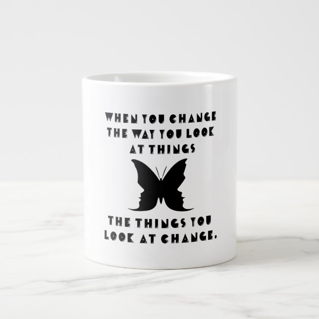 Inspirational Saying Change of Perspective Giant Coffee Mug (Front)
