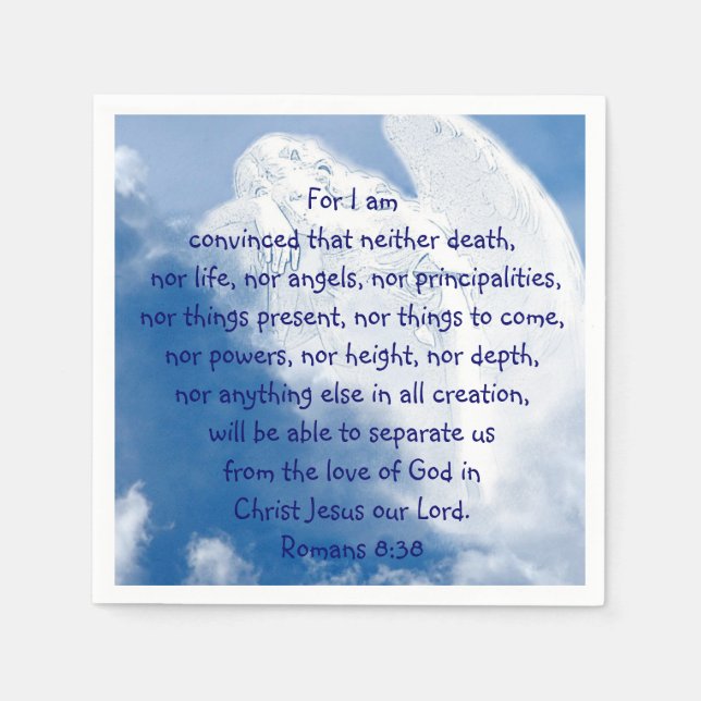Inspirational Scripture Angel In Clouds, Napkins (Front)
