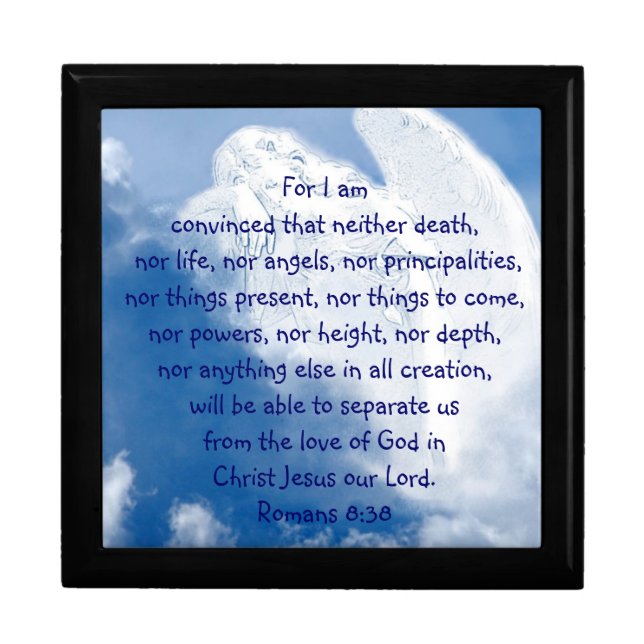 Inspirational Scripture Angel In Clouds, Romans 8: Gift Box (Front)