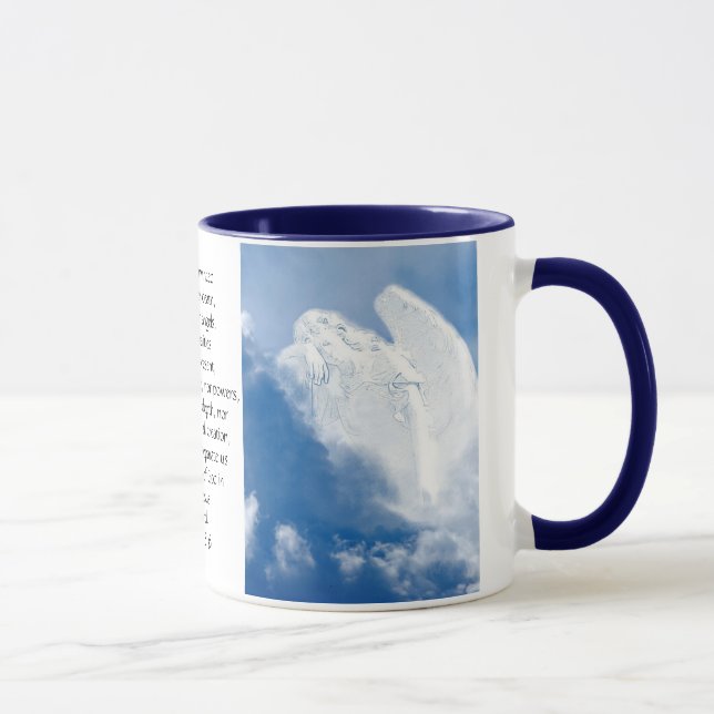 Inspirational Scripture Angel In Clouds, Romans Mug (Right)
