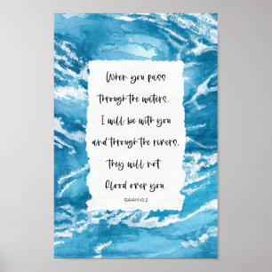 Inspirational Scripture Bible Quote Ocean Waves Poster
