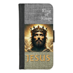 Inspirational Scripture Hessian Jesus King Gold iPhone 8/7 Wallet Case