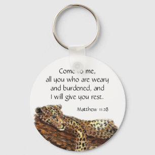 Inspirational Scripture Matthew 11:28 Keychain