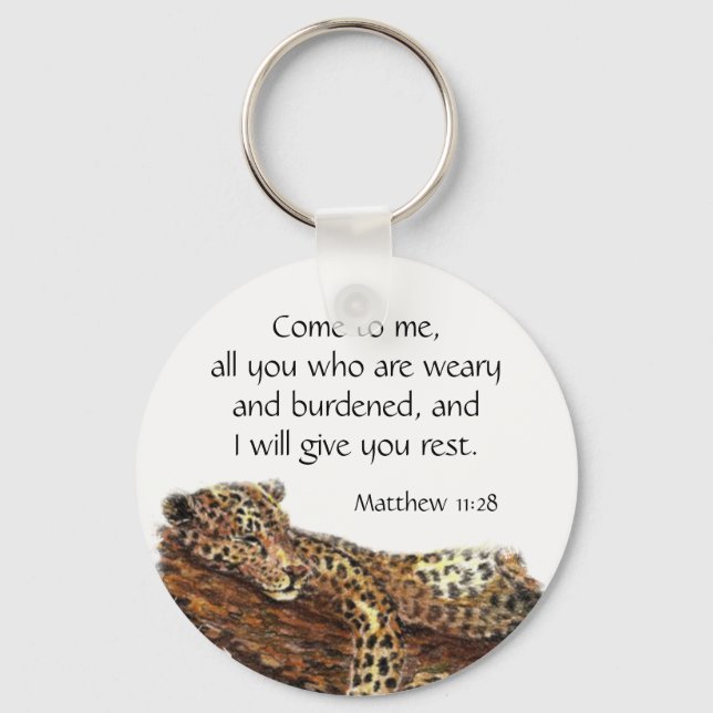 Inspirational Scripture Matthew 11:28 Keychain (Front)